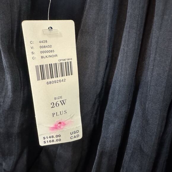 NEW Anthropolgie Plus Size Babydoll Mini Dress Short Slevve Black Satin 26W - Picture 8 of 10